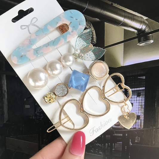 Pinces à cheveux à perles géométriques pour femmes