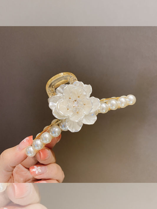 Grand clip de fleur de perle de style coréen