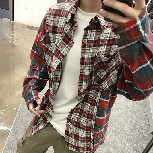 Patchwork Red Plaid Shirts