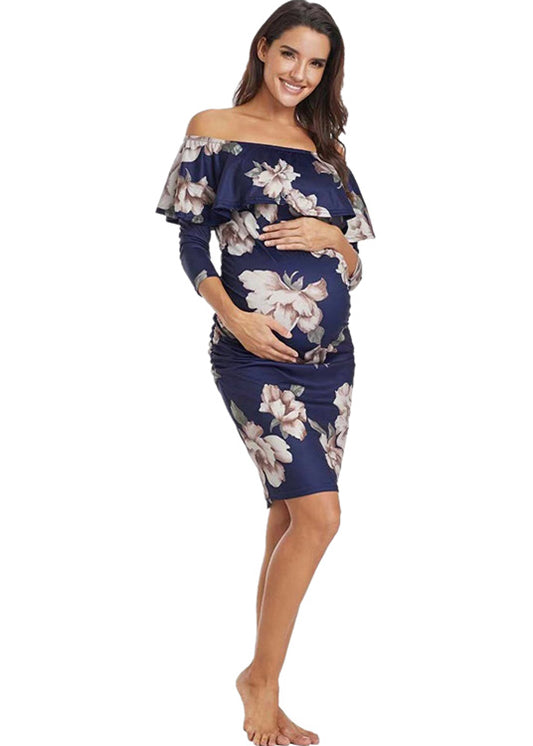 Printed Slick Maternity Dress