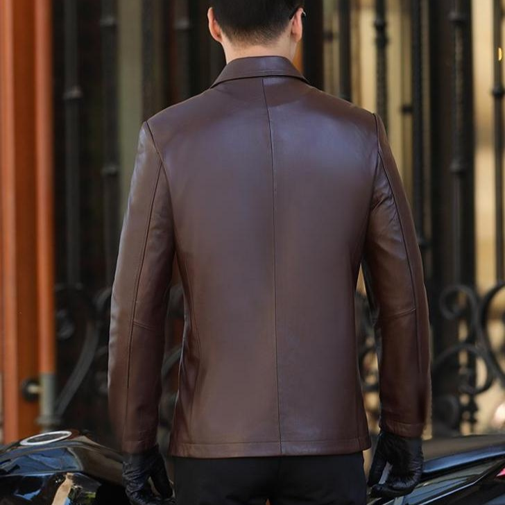 Vestes d'hiver mi-longues en cuir pour hommes