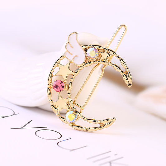 Épingles à cheveux diamant lune et étoile