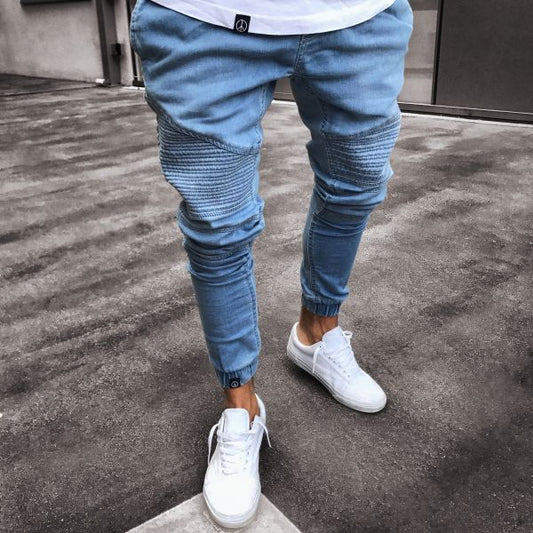 Men's Explosive Light Blue Skinny Jeans