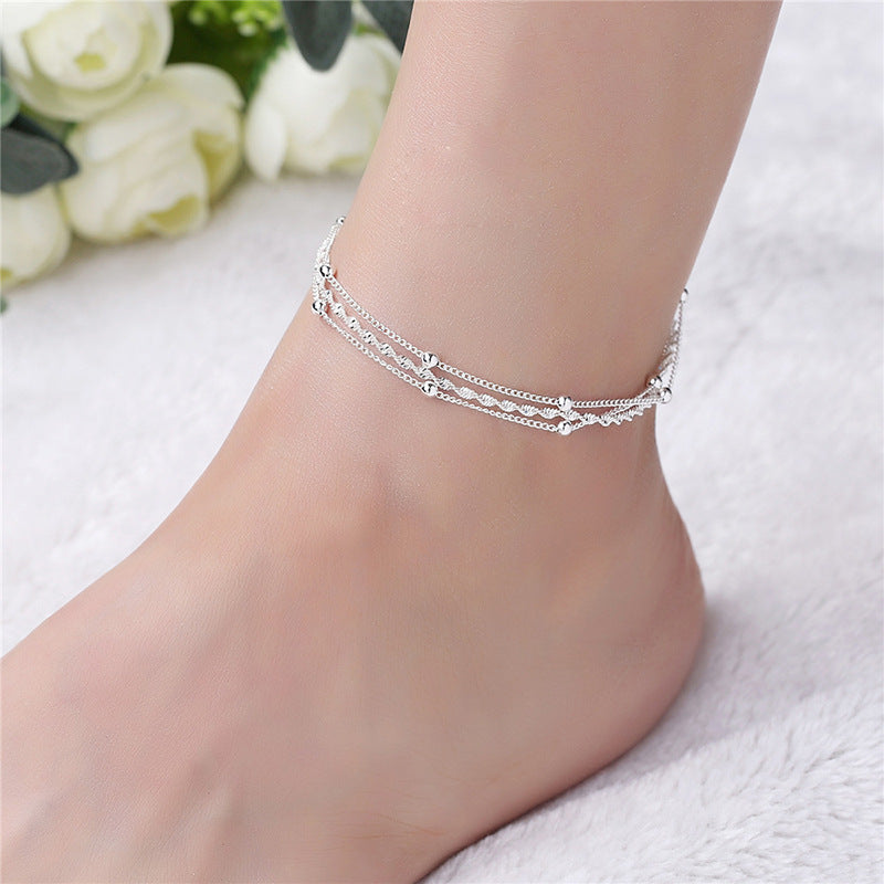 Bracelet de cheville pour femme en argent sterling 925