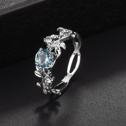 Bague feuille de cristal strass diamant