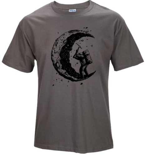 Digging The Moon Print Herren-T-Shirts mit O-Ausschnitt