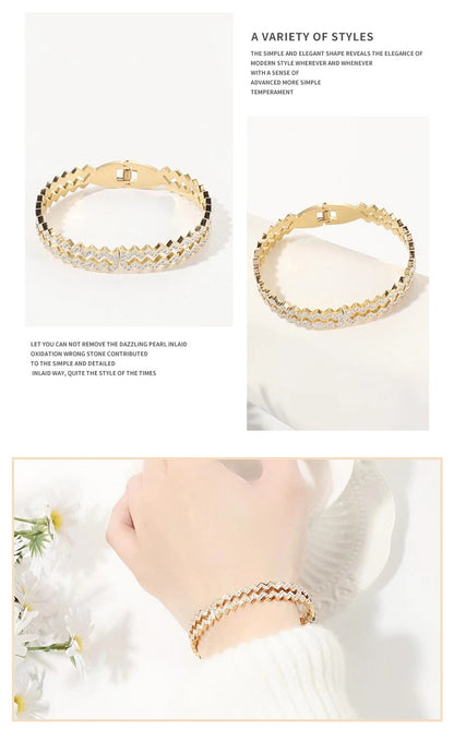 Women's Wave Diamond Simple Steel Bracelet