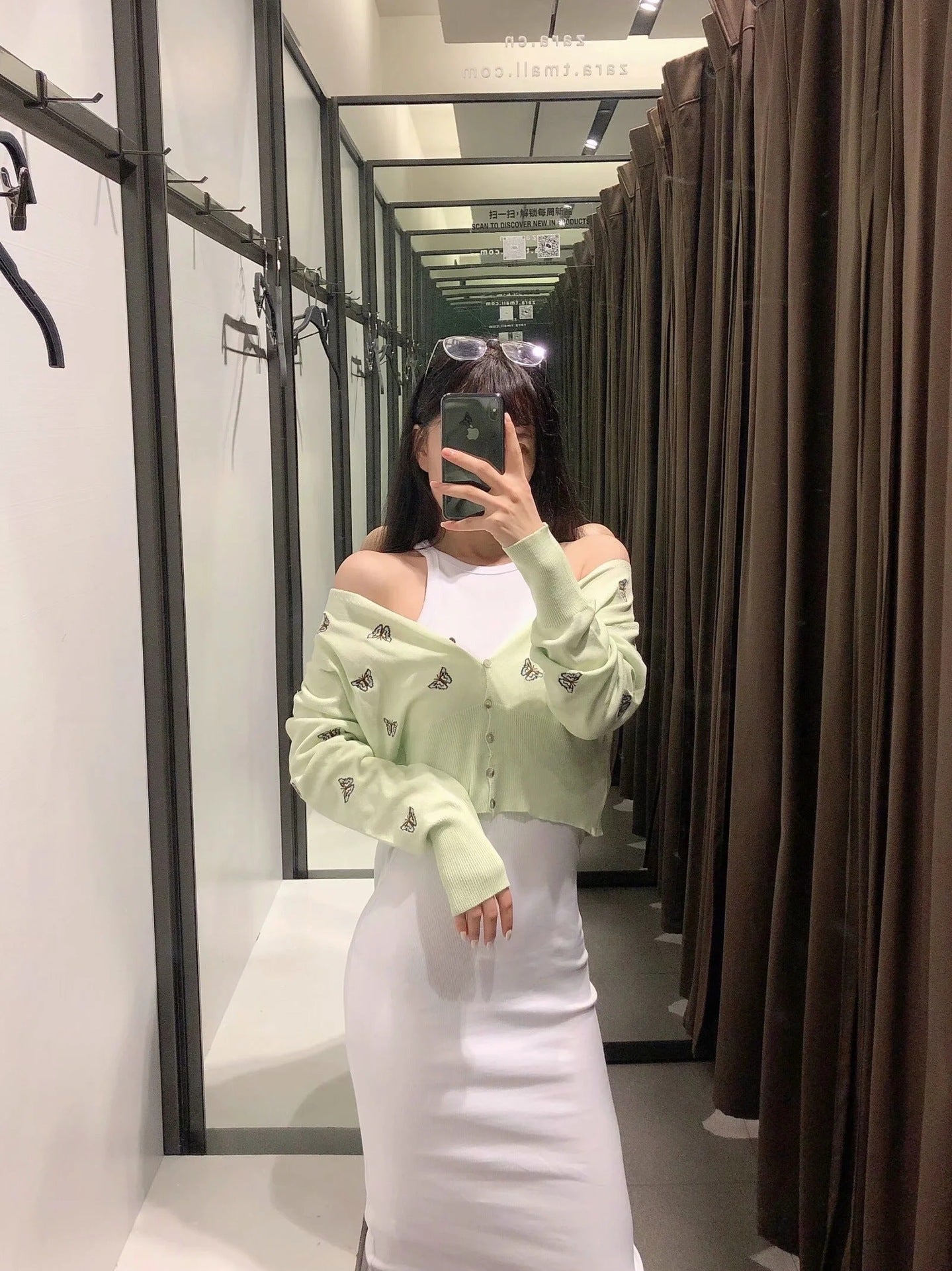 Chemisiers courts à broderie papillon pour femmes