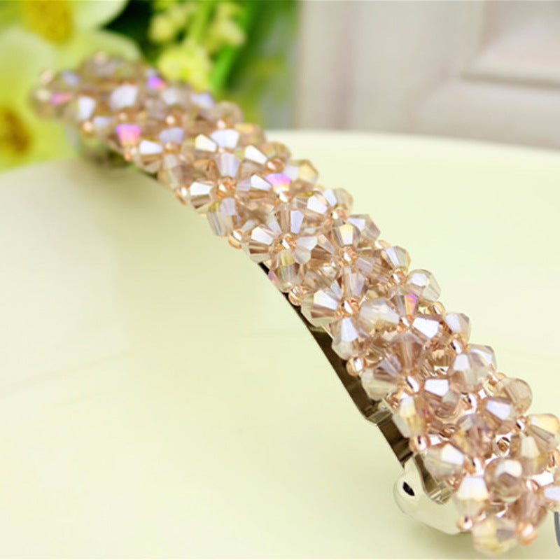 Pince à cheveux en cristal à quatre rangées