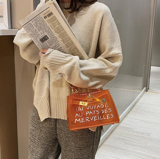 Schultertasche für Damen mit Buchstaben-Print