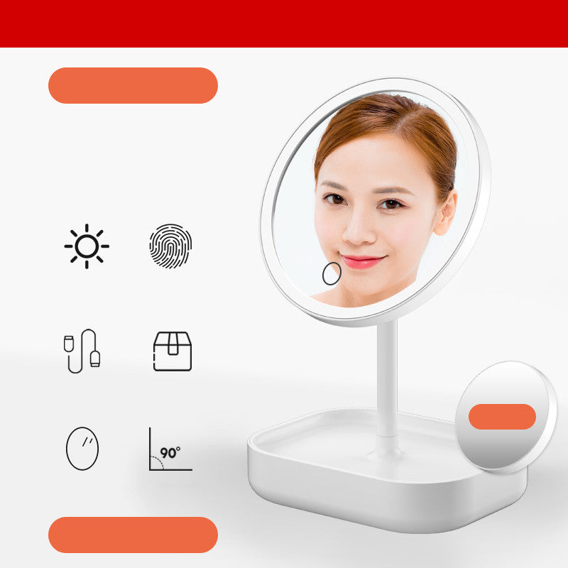 Miroir de courtoisie pliable portable à LED de bureau