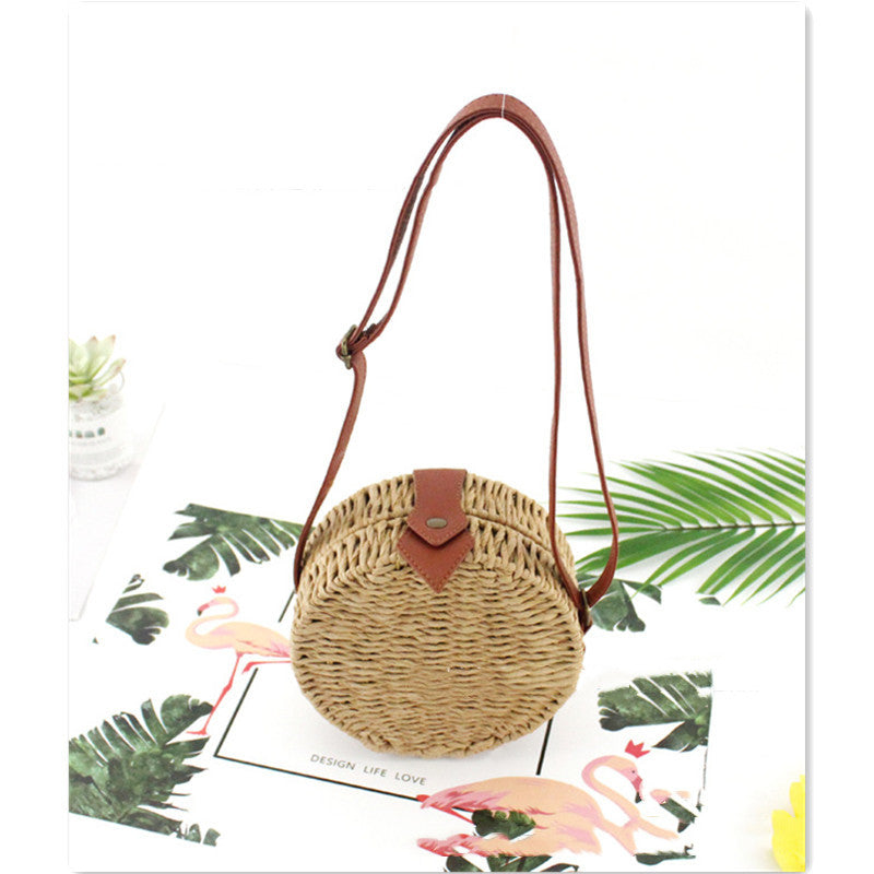 Round Candy Color Straw Canteen Bag