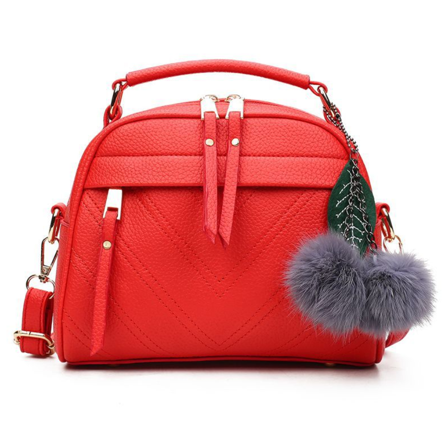 Hair Ball Pendant Zipper Pocket Shoulder Bag