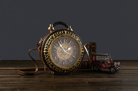 Kleine runde Damentasche im Uhrstil