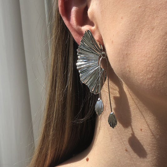 Boucles d'oreilles feuille de pétoncle pour femmes