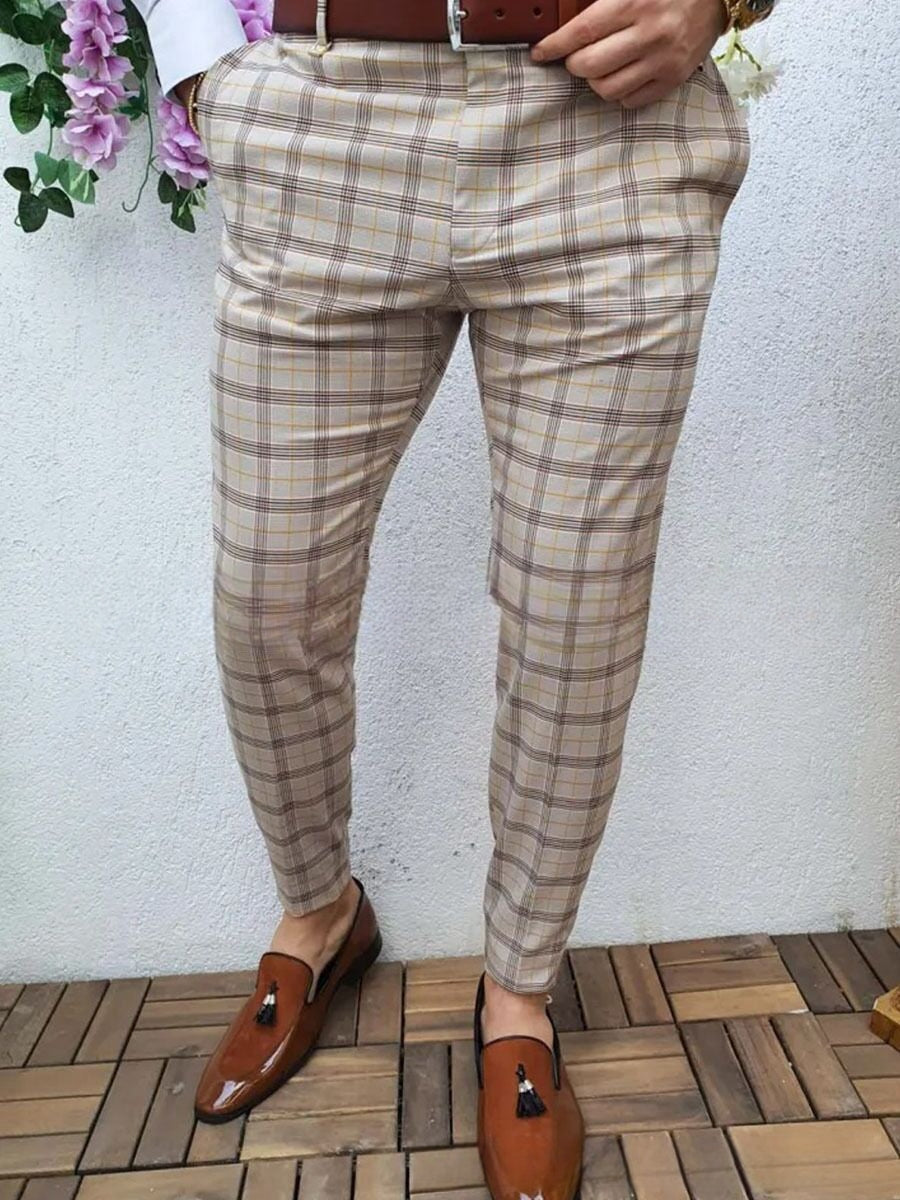 Men's Plaid Striped 3D Print Formal Pants