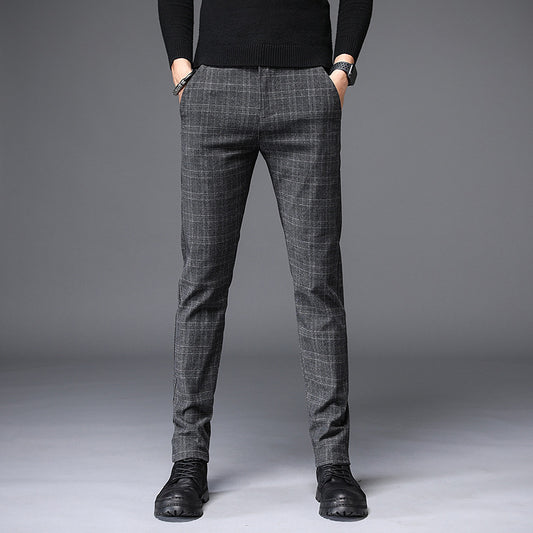 Men's Straight Checked Casual Pants