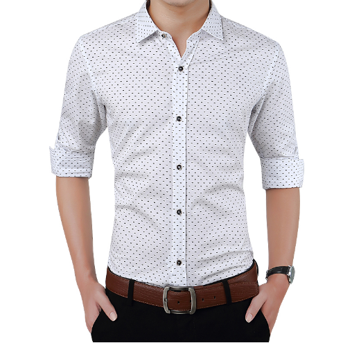 Men's Long Sleeve Polka Dot Printing Shirt