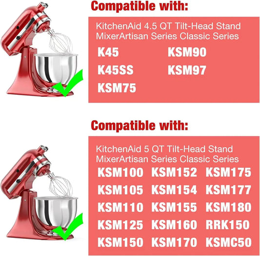 Stainless Steel 6-Wire Whisk Attachment Bowl Stand Mixer