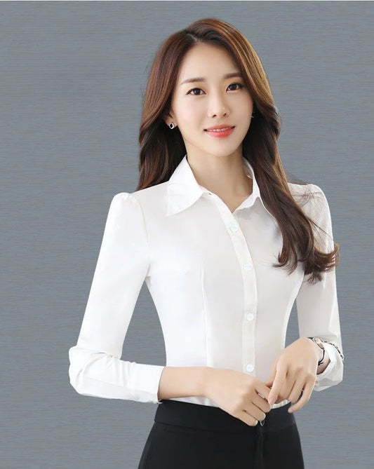 Chiffon Long Sleeve Women's Slim Blouses