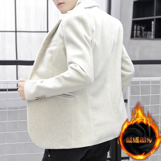 Blazer d'hiver confortable, doux et chaud pour homme, coupe ajustée