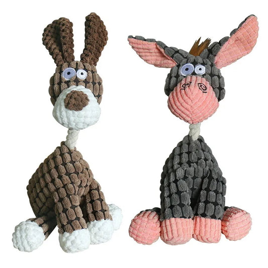 Donkey-Shaped Corduroy Chew Toy for Dogs