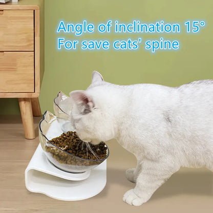 Non-Slip Double Cat Bowl with Inclination Stand