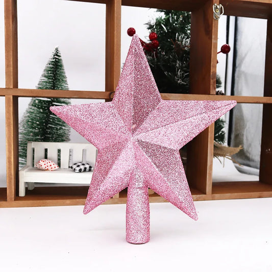 Shiny Gold Five-Pointed Star Tree Topper