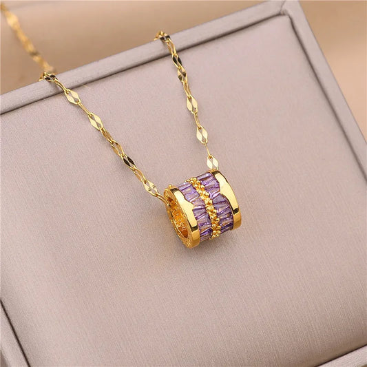Stainless Steel Round Pendant Necklace