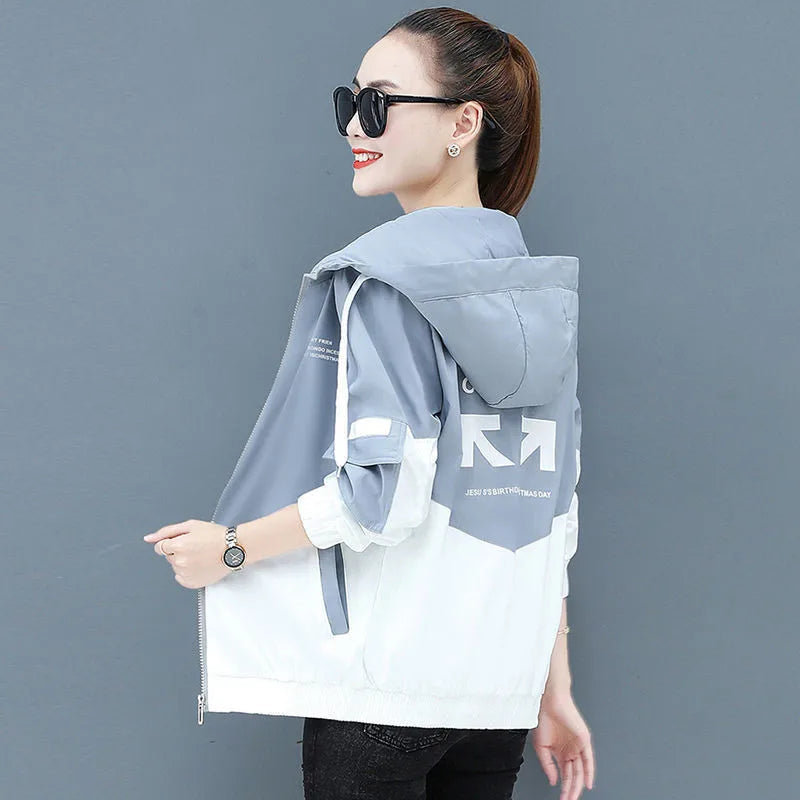 Women's Autumn Hooded Windbreaker Jackets