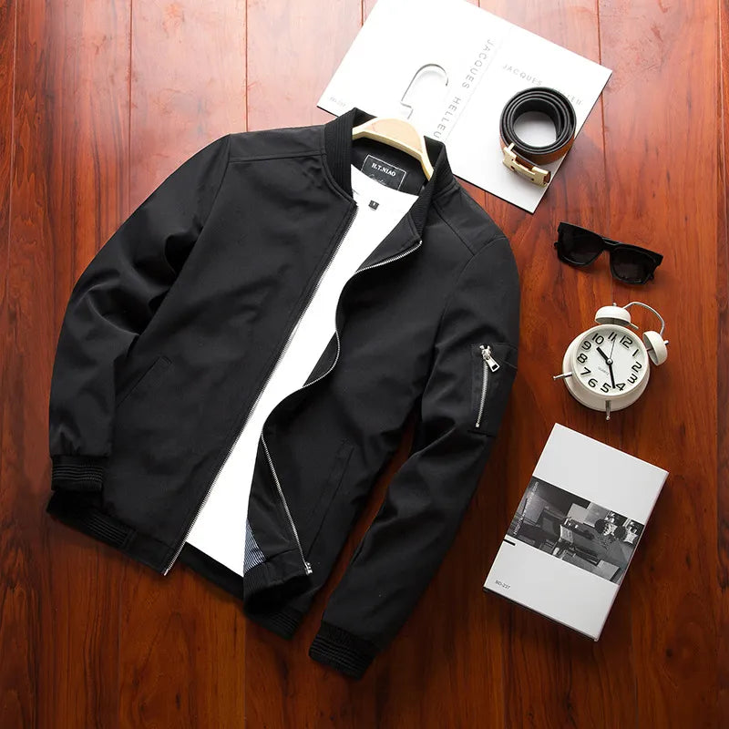 Men's Bomber Jacket Man Casual Streetwear Hip Hop Zipper Coats