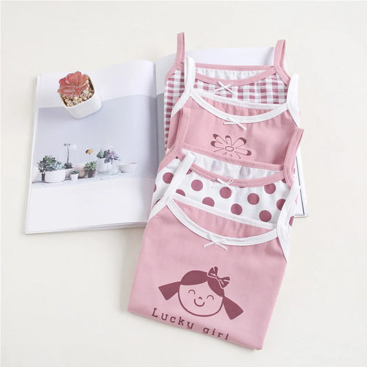 4Pcs Girl's Sleeveless Lingerie Cotton Tank Top