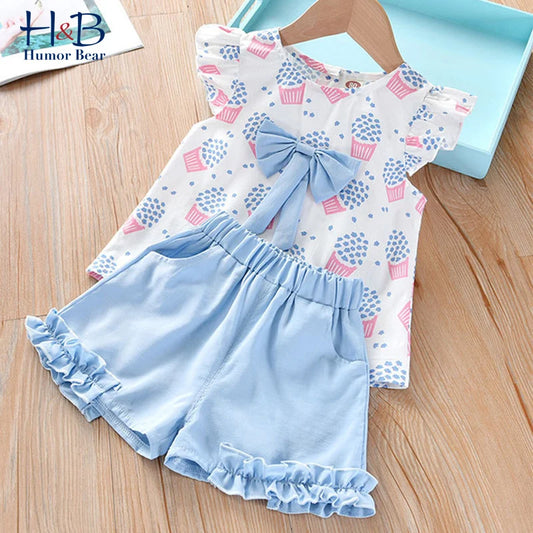 Girls Clothing Set Sleeveless Top T-shirt + Pants