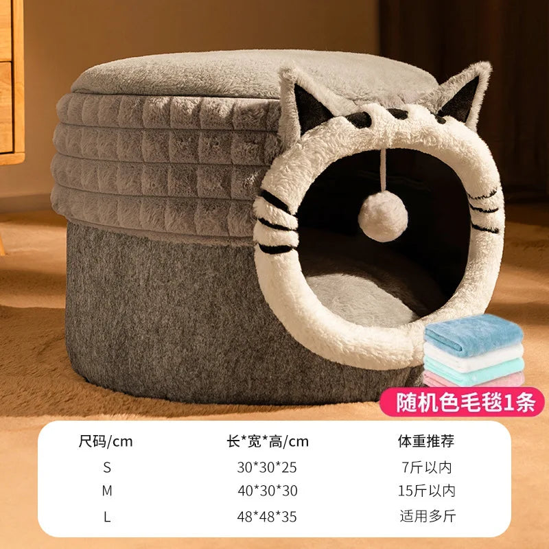 Kitten Sleeping Warm Bed House