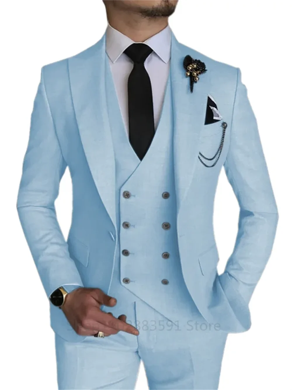 Men's Formal Wedding Lapel Slim Fit 3 Piece Suit