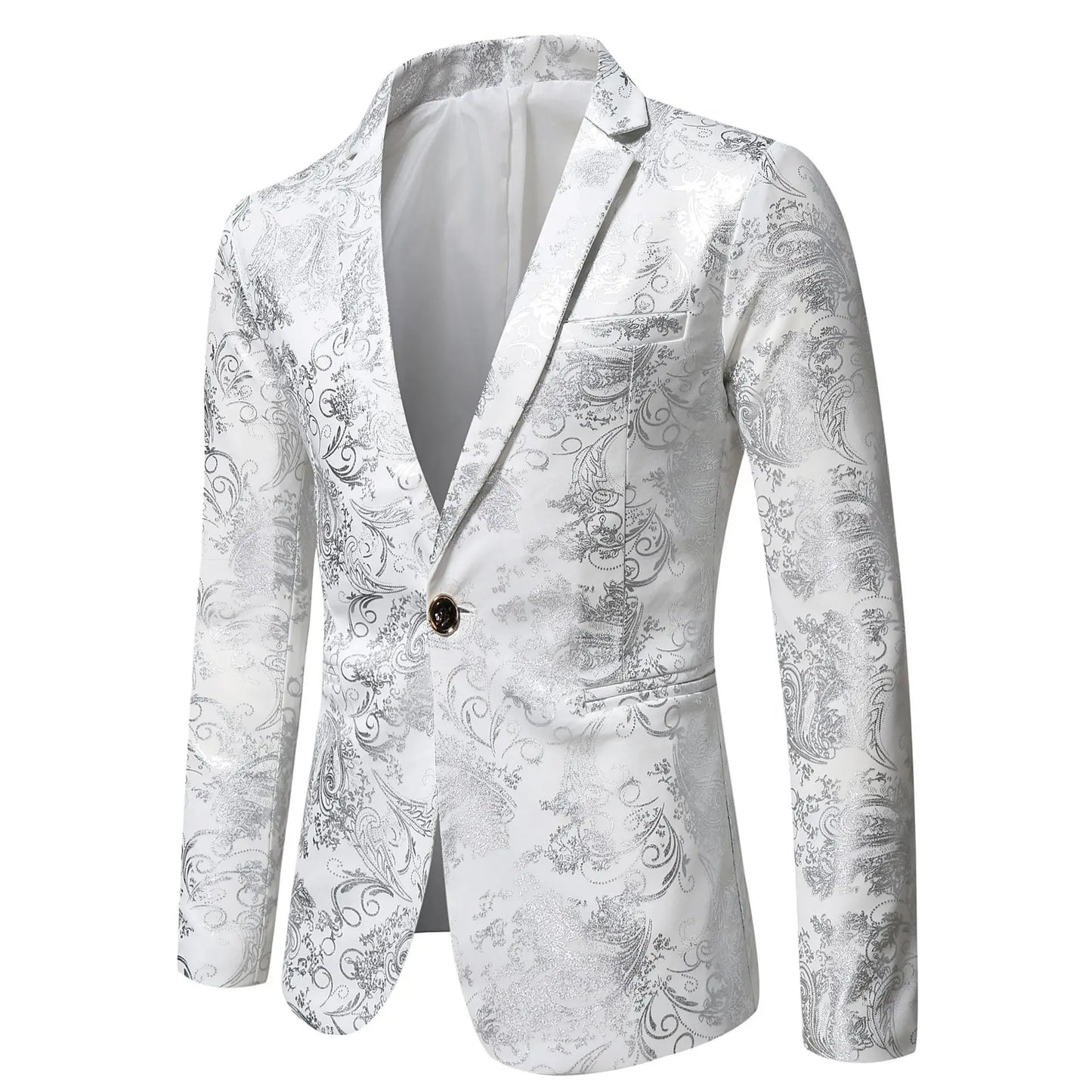 Men's Slim Fit Printed Floral Suit Blazer