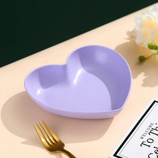 Mini assiette en forme de cœur - Bol de rangement en paille de blé