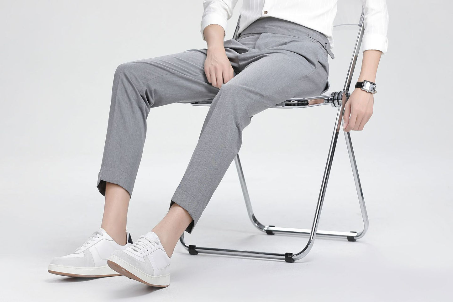 Men's High Waist Slim & Fit Business Suit Pants