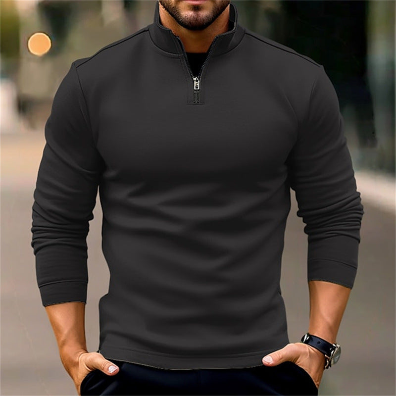 Long-sleeve Zipper Polo Shirt