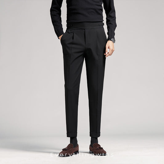 Men's High Waist Slim & Fit Business Suit Pants