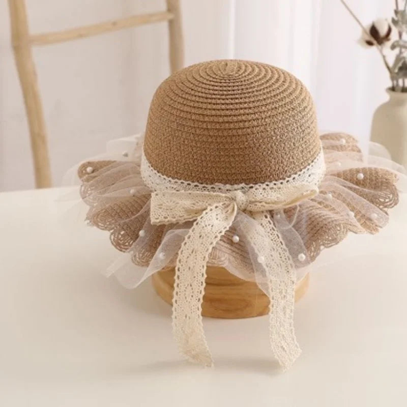 Lace Flower Kids Beach Straw Hat