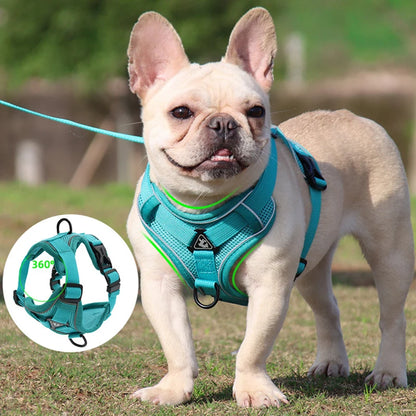 Adjustable Reflective Mesh Dog Harness Leash Set
