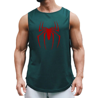 Men's Red Spider Print Quick-Dry Muscle Tank Top