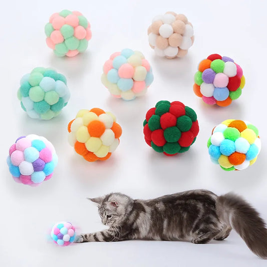 Colorful Handmade Bell Elastic Ball for Cats