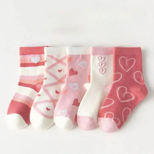 Korean Love Heart Flower Print Socks