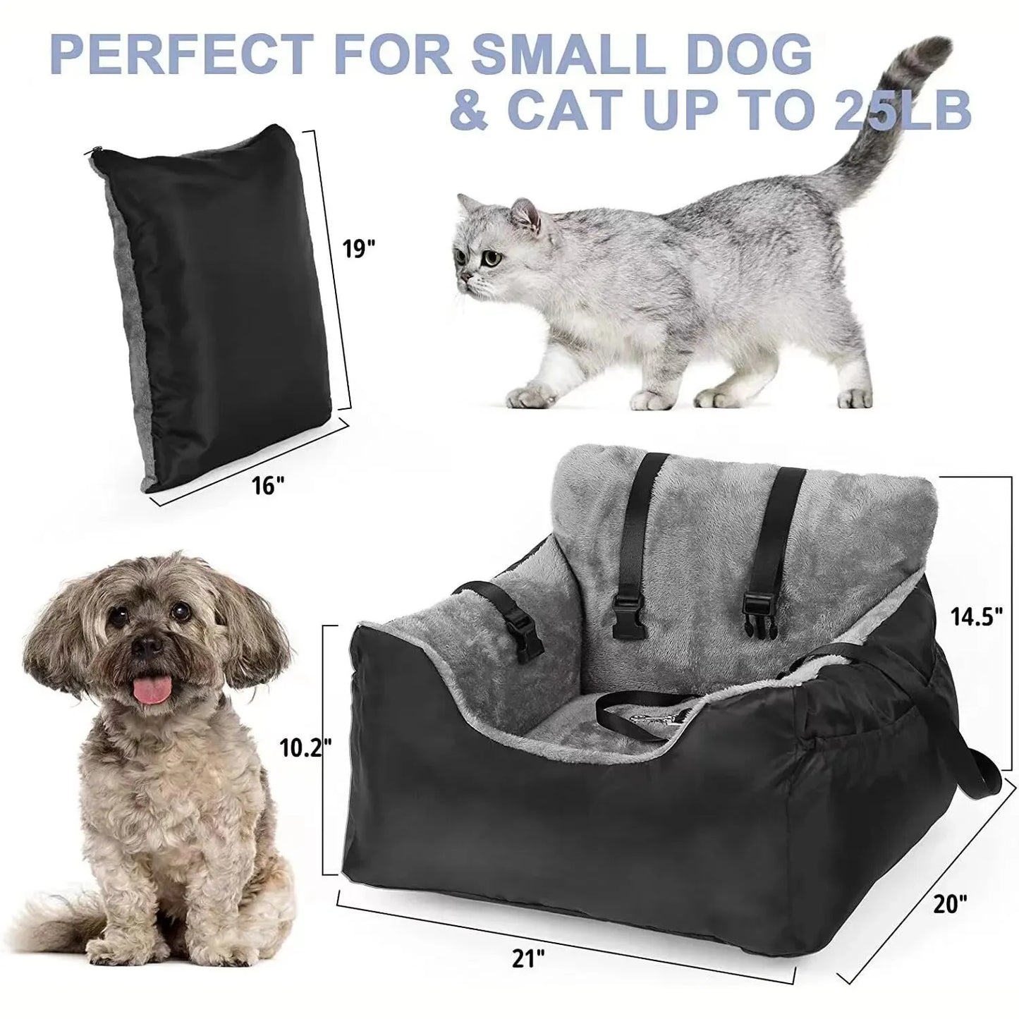 Washable Dog Car Seat Carrier Bed
