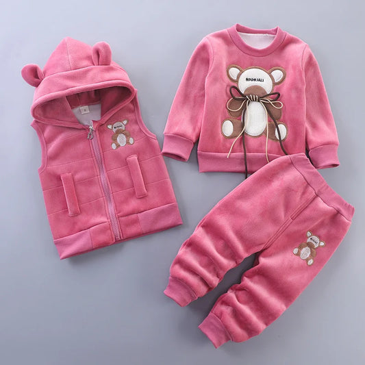 Baby Fleece Clothing Sets - Girls Cotton Thick Warm Hooded Sweater