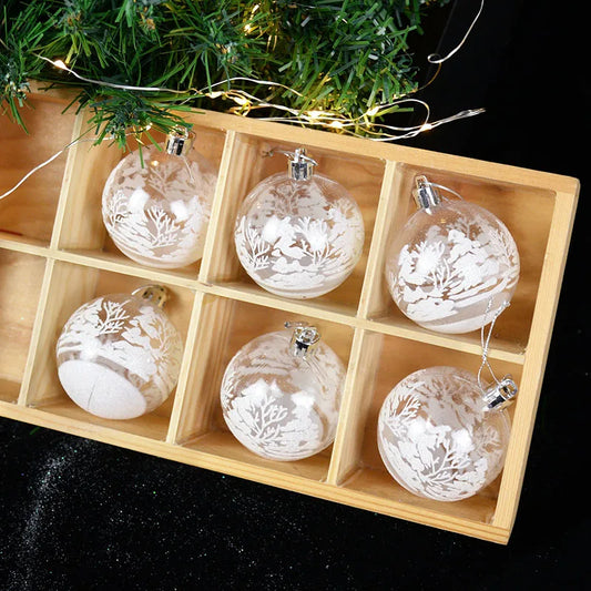 6cm Transparent Snowy Christmas Tree Baubles