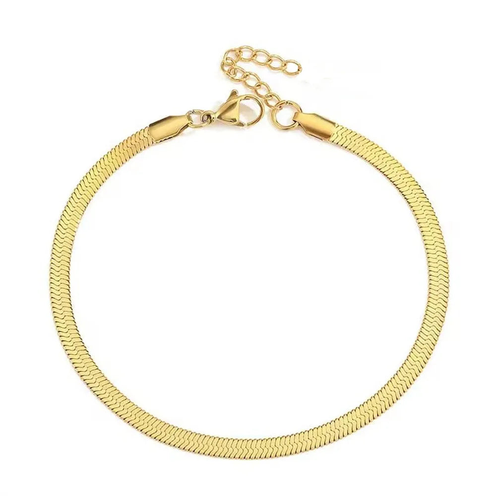 Bracelet de cheville en chaîne serpent en acier inoxydable pour femme
