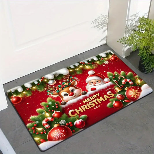 Christmas Pine Needle Santa Claus Doormat